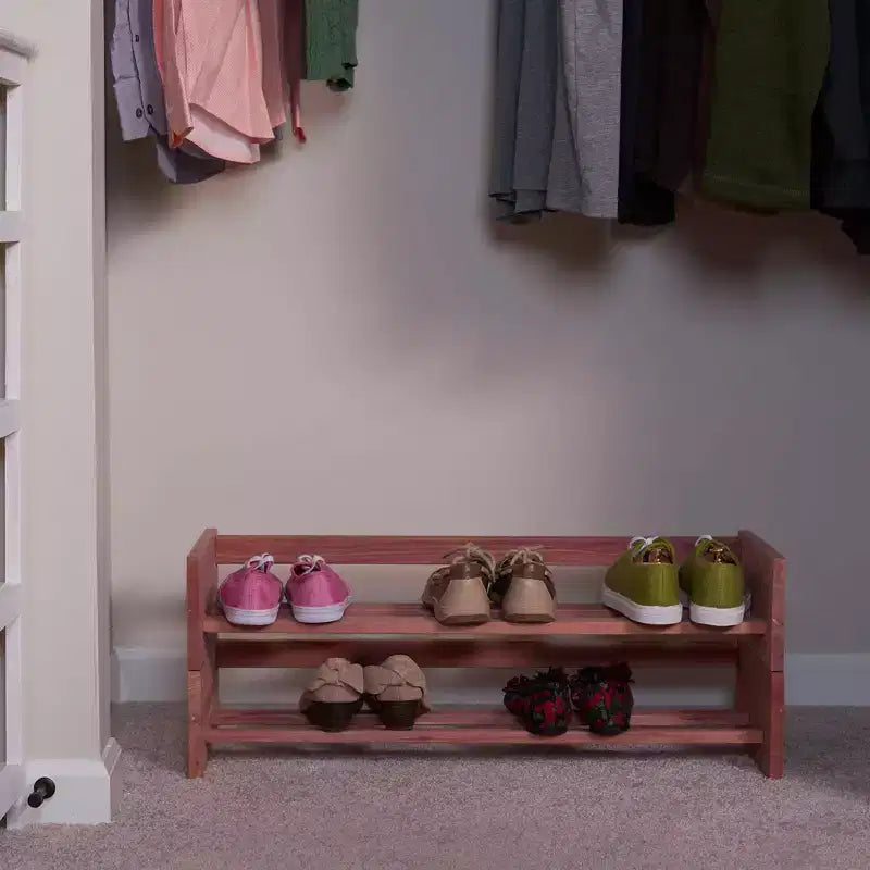 Household Essentials Cedar Fresh Stackable Shoe Rack: Ground Freestanding Shoe Storage for Closet & Entryway, Holds 8 Pairs