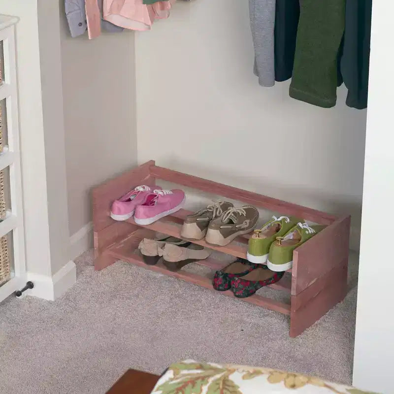 Household Essentials Cedar Fresh Stackable Shoe Rack: Ground Freestanding Shoe Storage for Closet & Entryway, Holds 8 Pairs
