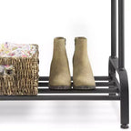 Whitmor Double Rod Garment Rack Black: Steel Frame, 61" Height, 43" Width, 17" Depth, Adult Assembly Required