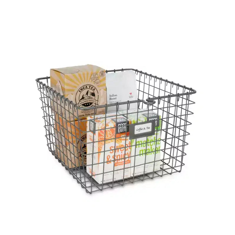 Spectrum Diversified Medium Storage Basket Dark Gray: Metal Utility Cabinet, Portable Universal Organizer, 16"x11.1"x12.25"