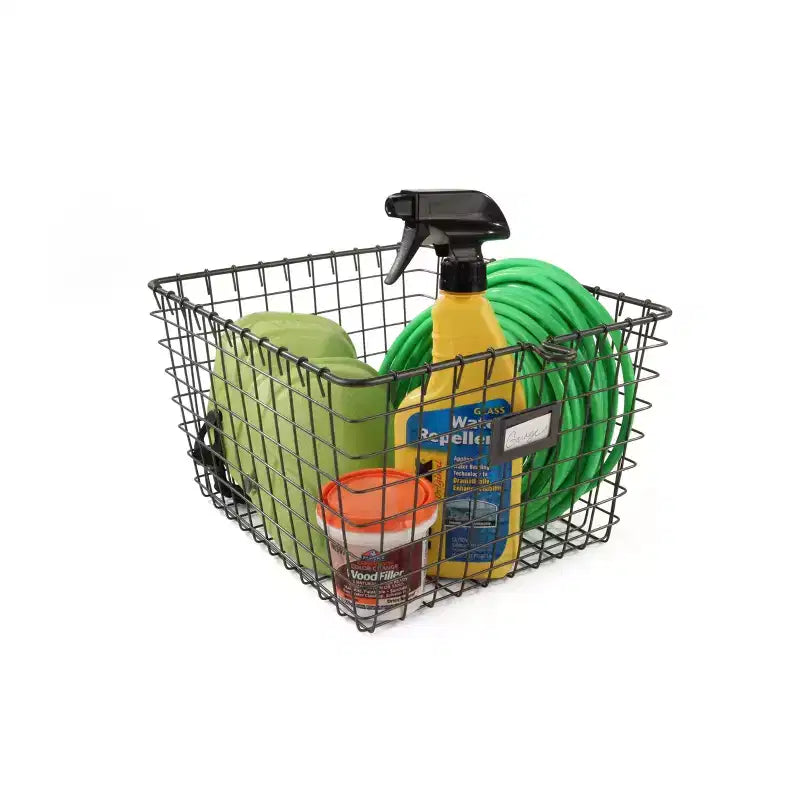 Spectrum Diversified Medium Storage Basket Dark Gray: Metal Utility Cabinet, Portable Universal Organizer, 16"x11.1"x12.25"