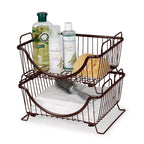 Spectrum Diversified Ashley Stacking Basket Tray Silver: Portable Metal Storage & Organization, Universal Utility Cabinet