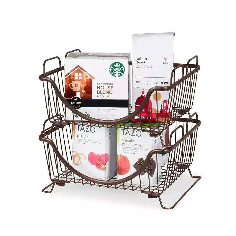 Spectrum Diversified Ashley Stacking Basket Tray Silver: Portable Metal Storage & Organization, Universal Utility Cabinet