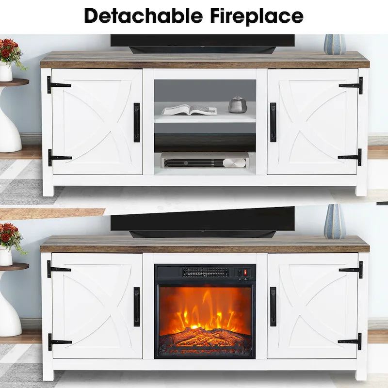 58 Farmhouse Electric Fireplace TV Stands Console Table for TV's up to 65