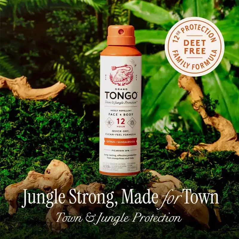 Grand Tongo DEET-Free Picaridin Insect Repellent Family Formula - Citrus + Sandalwood - 4.5oz: 12-Hour Protection, Skin Application, Aerosol Spray