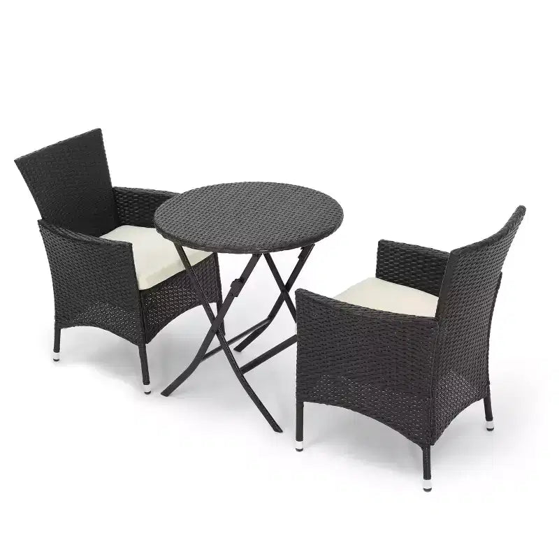 Malaga 3pc All-Weather Wicker Patio Bistro Set - Brown - Christopher Knight Home: Weather-Resistant, Cushioned Chairs