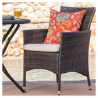 Malaga 3pc All-Weather Wicker Patio Bistro Set - Brown - Christopher Knight Home: Weather-Resistant, Cushioned Chairs