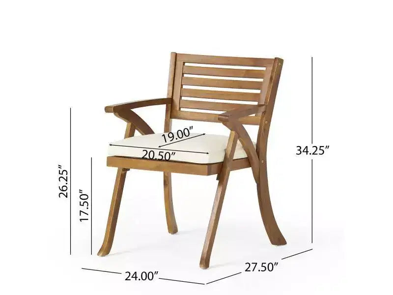 Coronado 3pc Acacia Wood Patio Bistro Set with Cushions - Teak Finish - Christopher Knight Home: Outdoor Dining Furniture with Weather-Resistant Frame