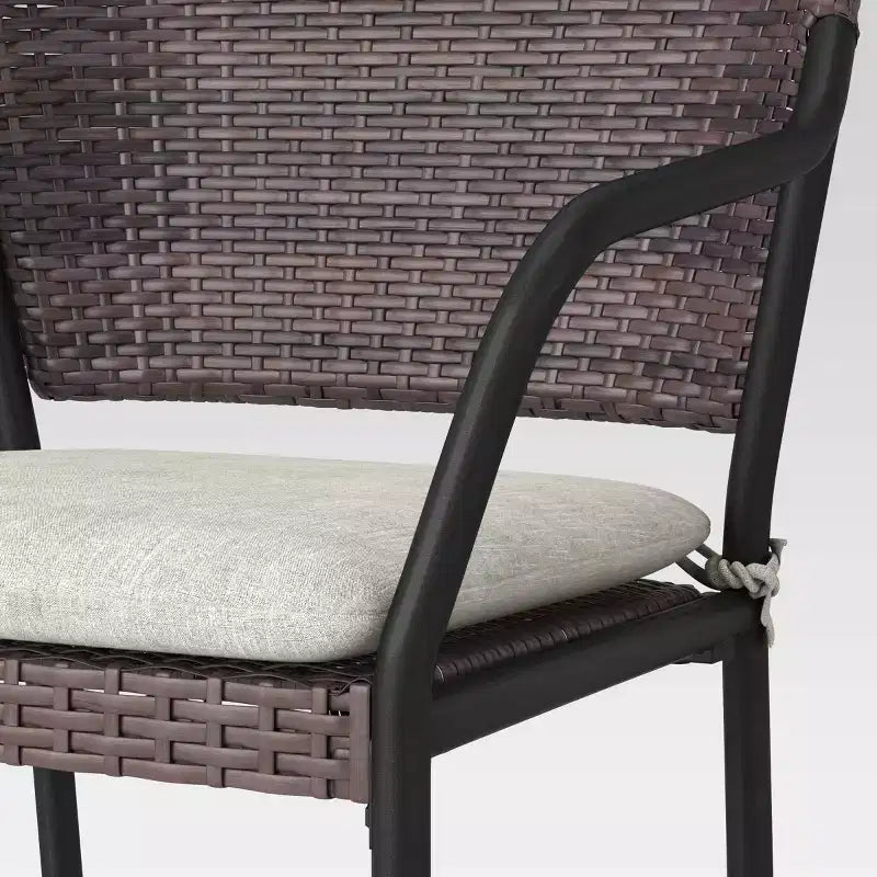 3pc Steel Rust Resistant Outdoor Patio Bistro Set with Cushions Dark Brown - Room Essentials™: Steel Frame, Tempered Glass Table