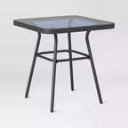 3pc Steel Rust Resistant Outdoor Patio Bistro Set with Cushions Dark Brown - Room Essentials™: Steel Frame, Tempered Glass Table