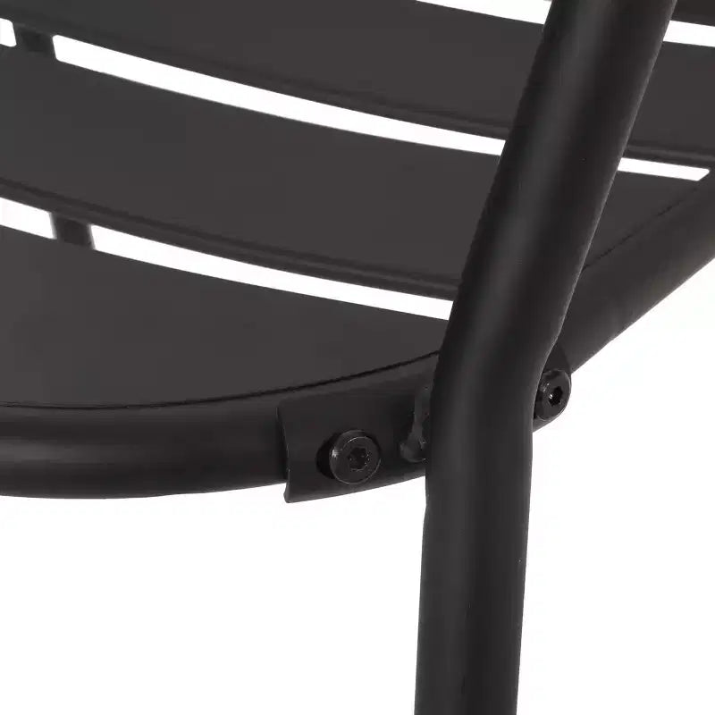 Terra Nova Outdoor 3pc Bistro Set: Matte Black, Curved Iron Frame, Round Table - Christopher Knight Home