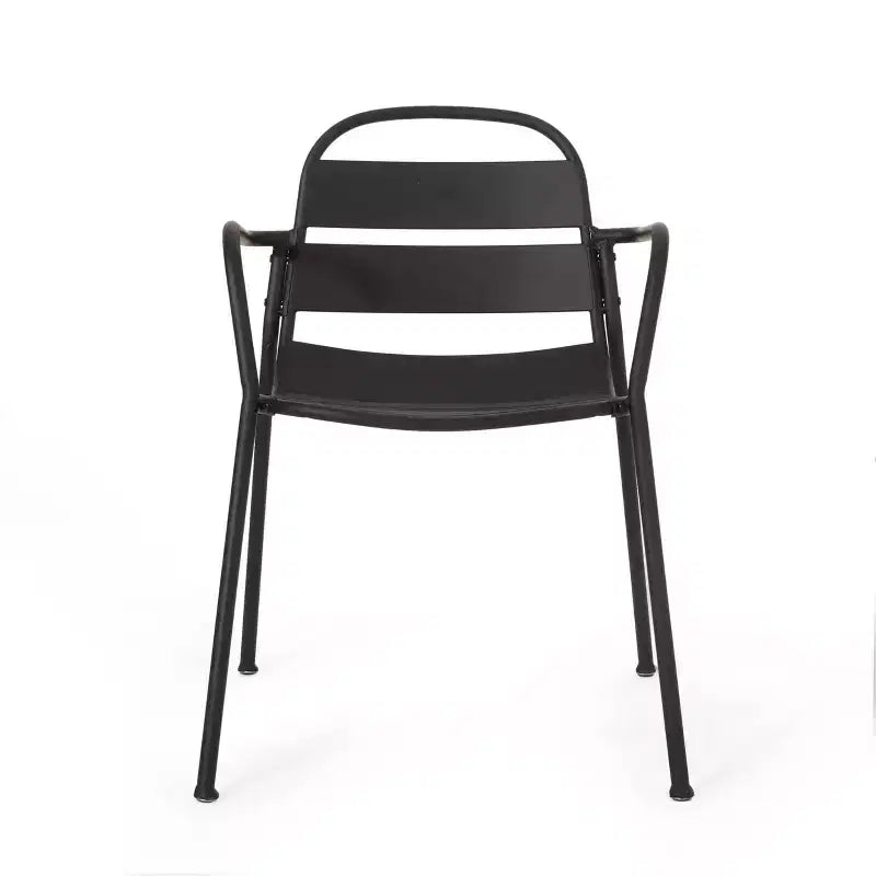 Terra Nova Outdoor 3pc Bistro Set: Matte Black, Curved Iron Frame, Round Table - Christopher Knight Home