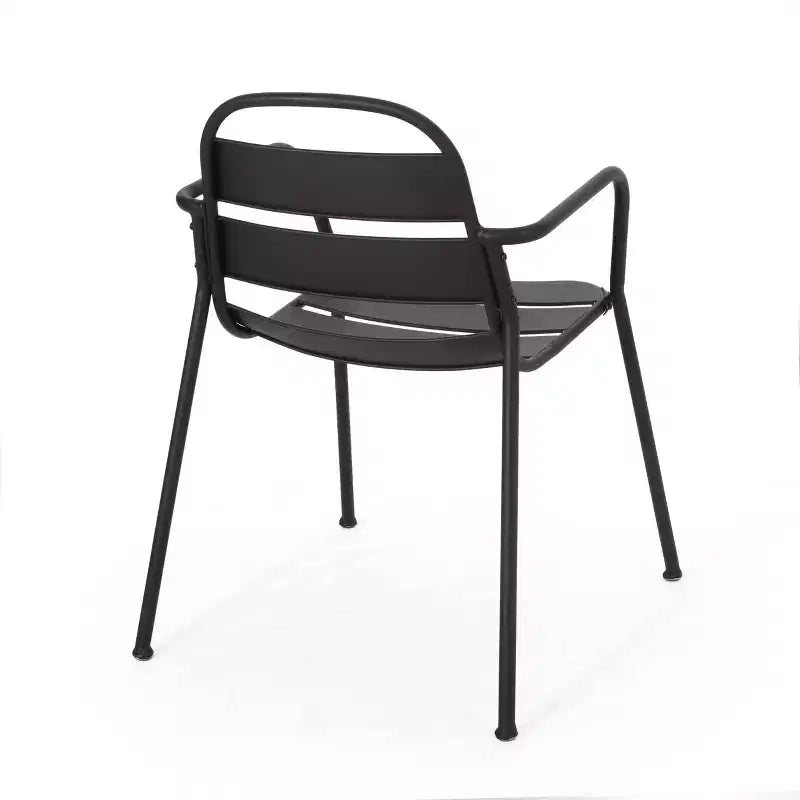 Terra Nova Outdoor 3pc Bistro Set: Matte Black, Curved Iron Frame, Round Table - Christopher Knight Home
