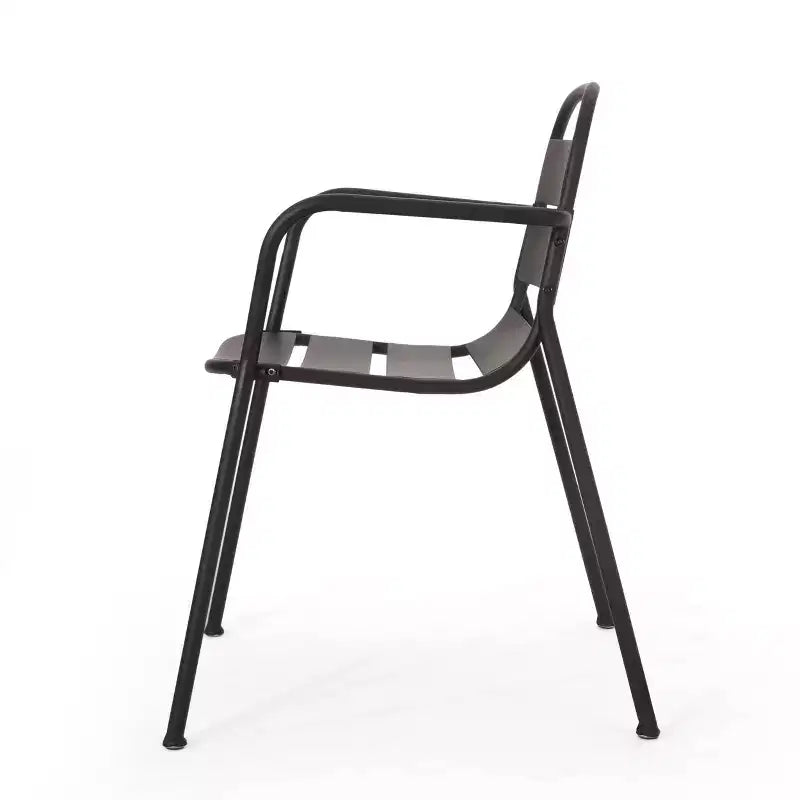 Terra Nova Outdoor 3pc Bistro Set: Matte Black, Curved Iron Frame, Round Table - Christopher Knight Home