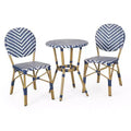 Christopher Knight Home Picardy 3pc Outdoor Aluminum French Cafe Set - Navy/White/Bamboo