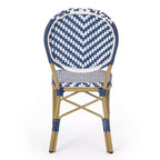 Christopher Knight Home Picardy 3pc Outdoor Aluminum French Cafe Set - Navy/White/Bamboo