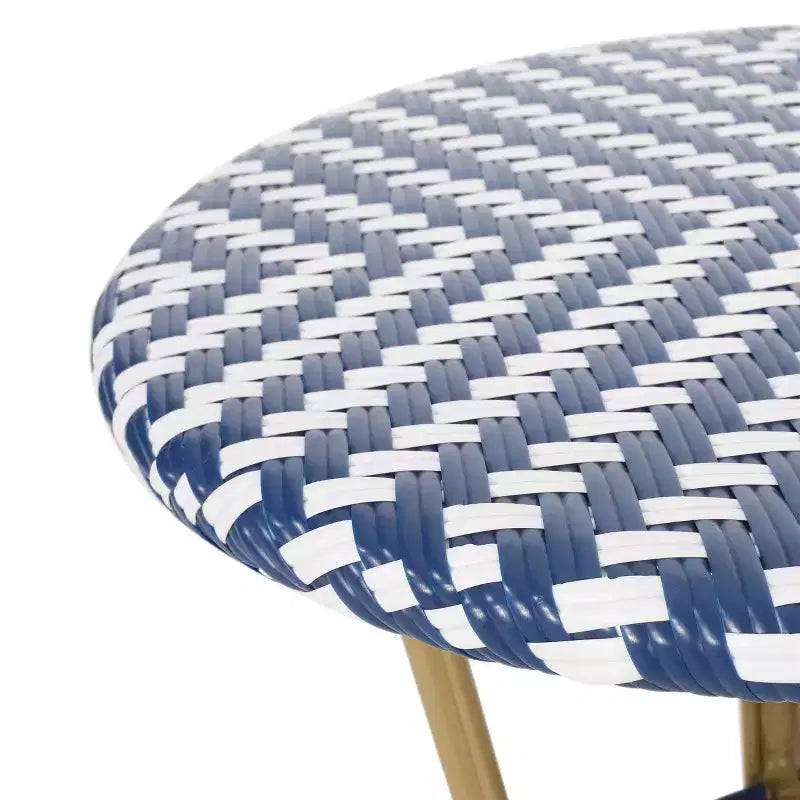 Christopher Knight Home Picardy 3pc Outdoor Aluminum French Cafe Set - Navy/White/Bamboo