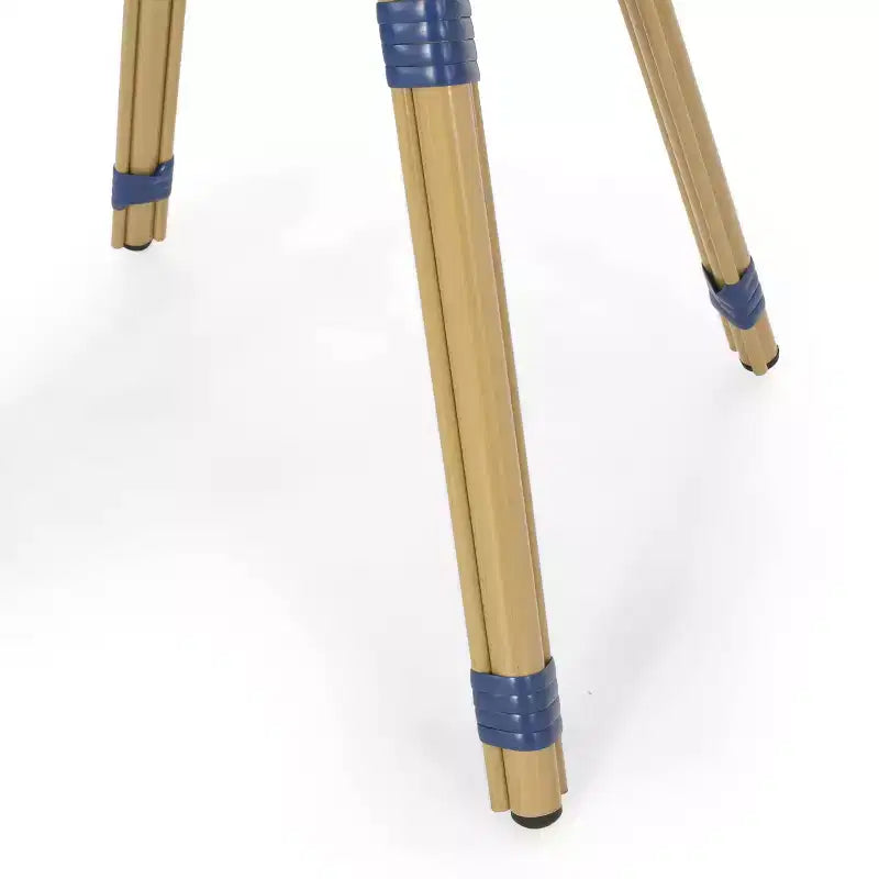 Christopher Knight Home Picardy 3pc Outdoor Aluminum French Cafe Set - Navy/White/Bamboo