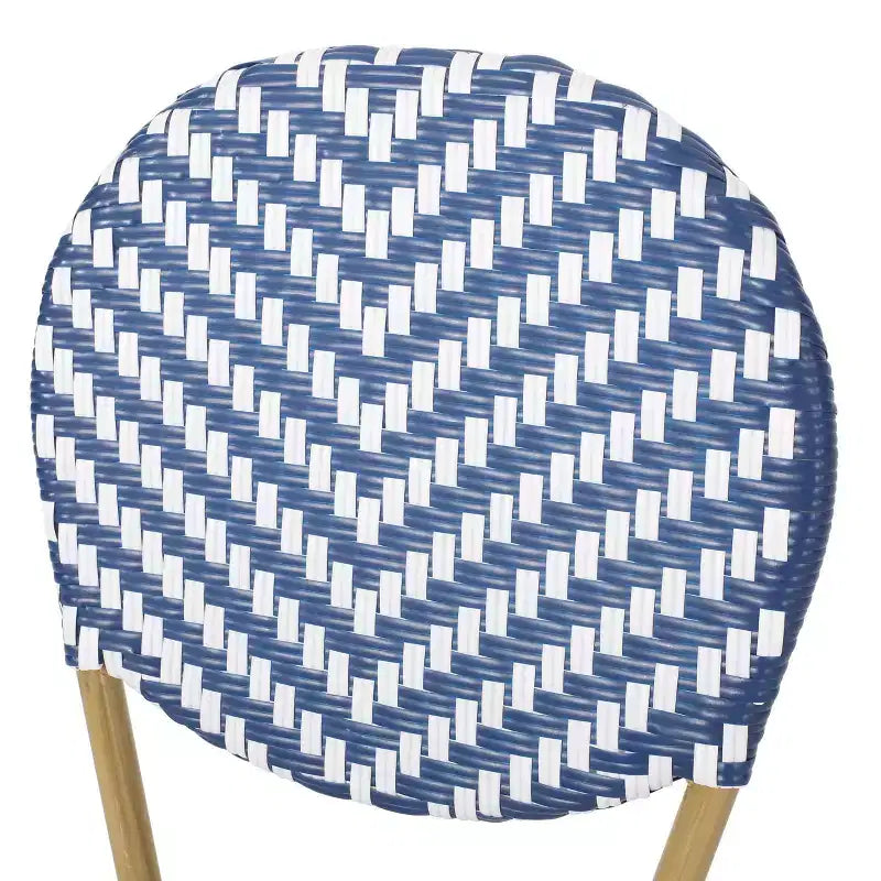 Christopher Knight Home Picardy 3pc Outdoor Aluminum French Cafe Set - Navy/White/Bamboo