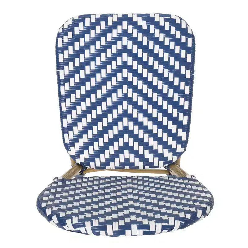 Christopher Knight Home Picardy 3pc Outdoor Aluminum French Cafe Set - Navy/White/Bamboo