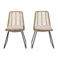 Berrien 2pk Outdoor Wicker Chairs with Cushion - Light Brown/Beige/Black - Christopher Knight Home
