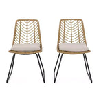 Berrien 2pk Outdoor Wicker Chairs with Cushion - Light Brown/Beige/Black - Christopher Knight Home