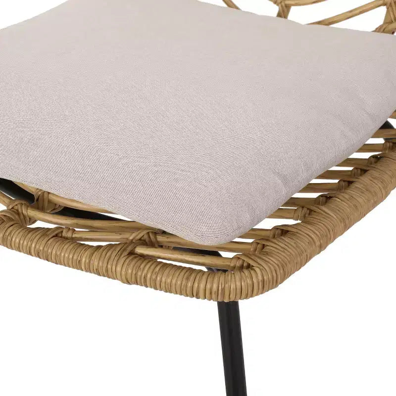 Berrien 2pk Outdoor Wicker Chairs with Cushion - Light Brown/Beige/Black - Christopher Knight Home