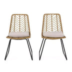 Berrien 2pk Outdoor Wicker Chairs with Cushion - Light Brown/Beige/Black - Christopher Knight Home