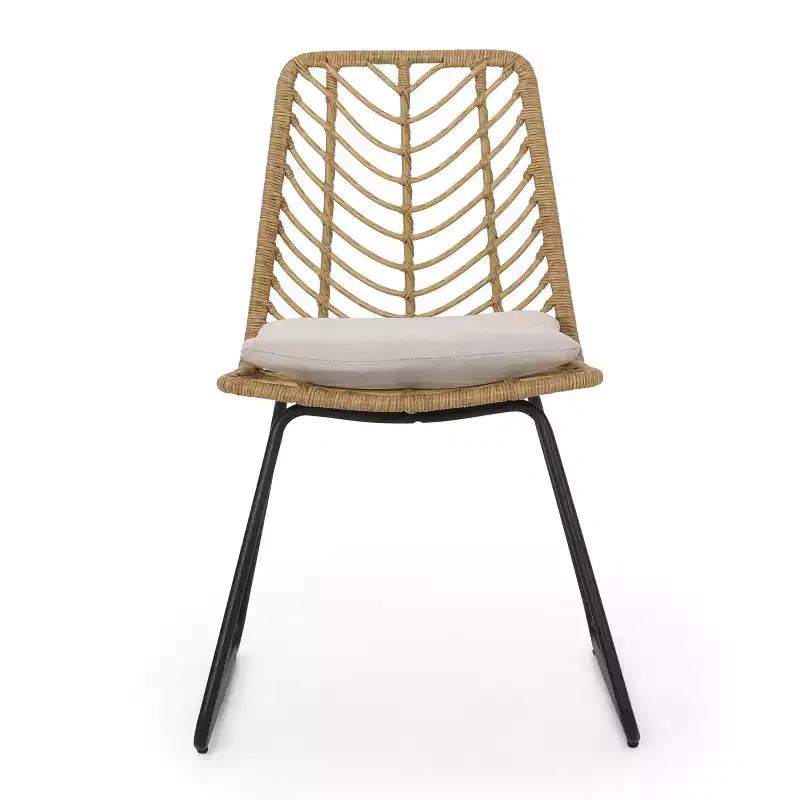 Berrien 2pk Outdoor Wicker Chairs with Cushion - Light Brown/Beige/Black - Christopher Knight Home