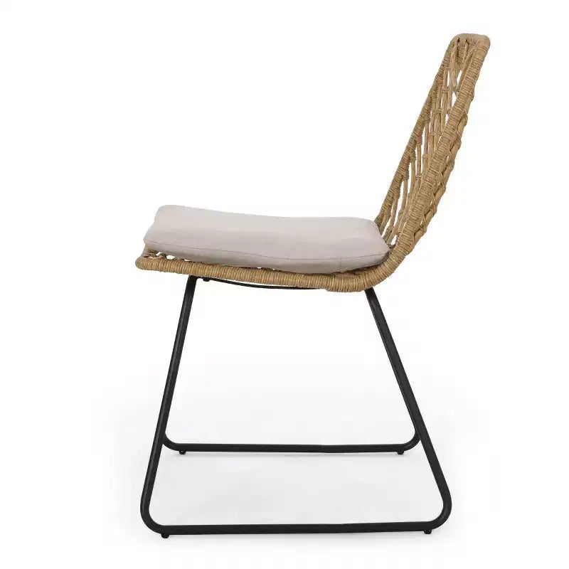 Berrien 2pk Outdoor Wicker Chairs with Cushion - Light Brown/Beige/Black - Christopher Knight Home