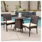 Peterson 3pc Wicker Patio Bistro Set with Cushions: Weather-Resistant, Iron Frame - Christopher Knight Home