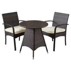 Peterson 3pc Wicker Patio Bistro Set with Cushions: Weather-Resistant, Iron Frame - Christopher Knight Home