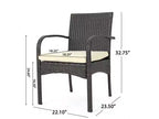 Peterson 3pc Wicker Patio Bistro Set with Cushions: Weather-Resistant, Iron Frame - Christopher Knight Home
