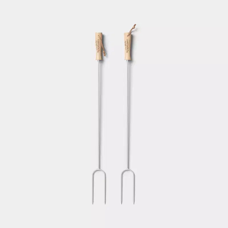 2pc Marshmallow Roasting Log Tong Sticks Gray - Threshold™