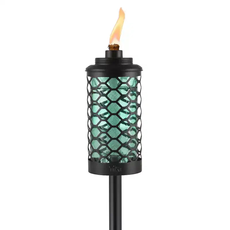 Tiki Honeycomb Stepnstall Glass Outdoor Torch Blue