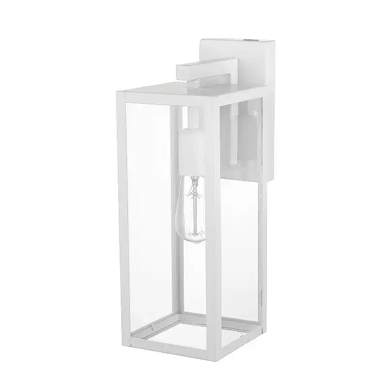 Globe Electric Bowery 1-Light 16" Metal Indoor Outdoor Wall Sconce with Clear Glass Shade Matte White