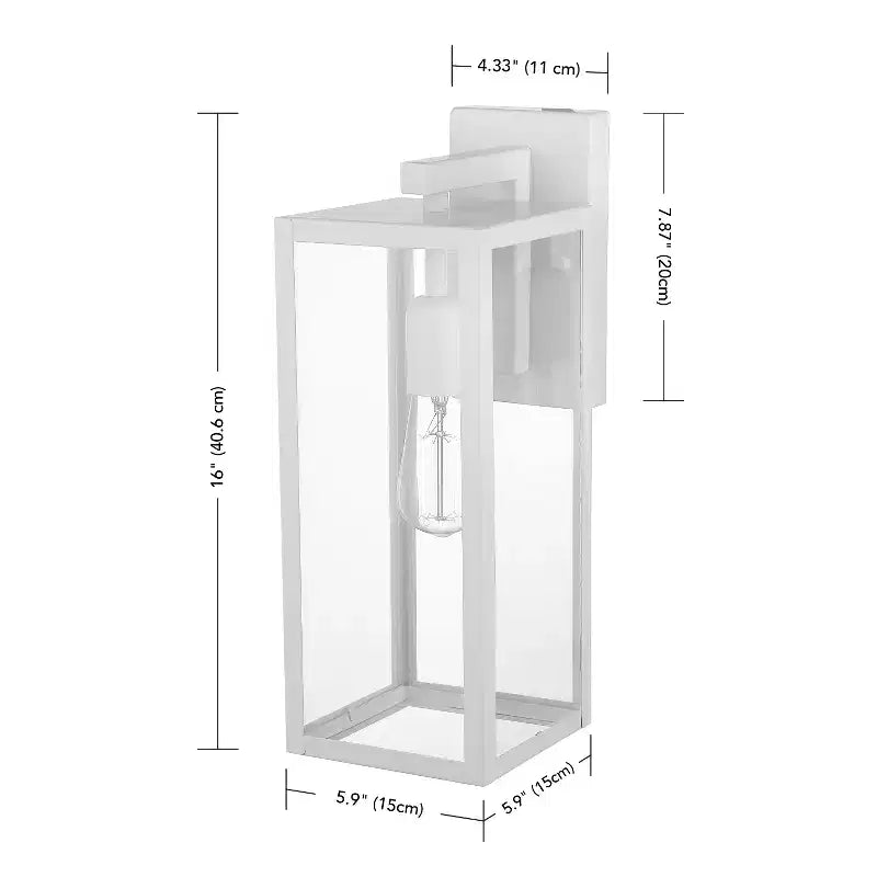 Globe Electric Bowery 1-Light 16" Metal Indoor Outdoor Wall Sconce with Clear Glass Shade Matte White