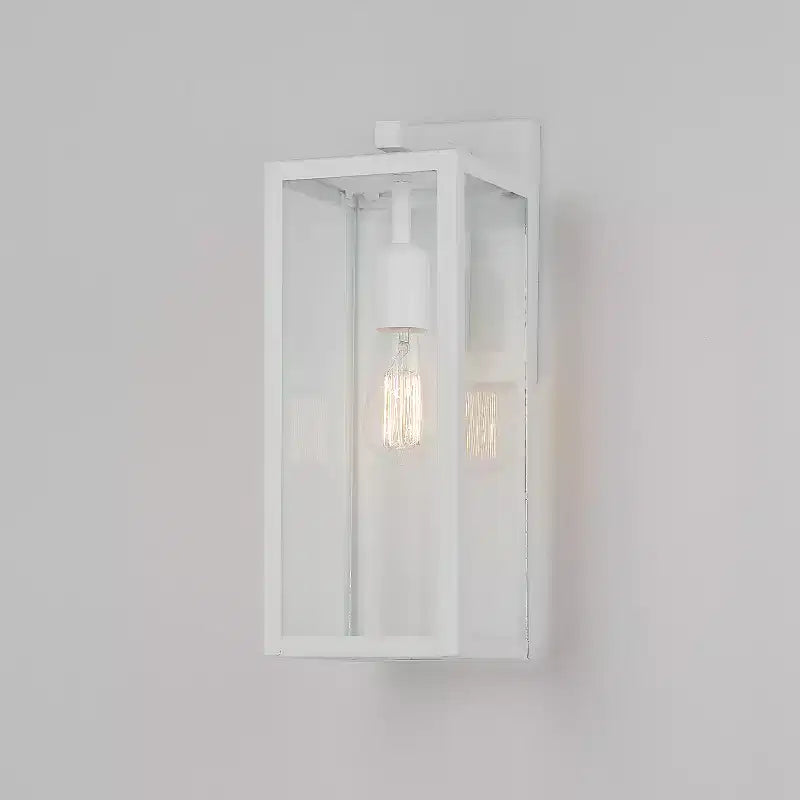 Globe Electric Bowery 1-Light 16" Metal Indoor Outdoor Wall Sconce with Clear Glass Shade Matte White