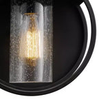 Globe Electric Neruda 1-Light 9" Metal Indoor Outdoor Wall Sconce with Seeded Glass Shade Matte Black