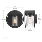 Globe Electric Neruda 1-Light 9" Metal Indoor Outdoor Wall Sconce with Seeded Glass Shade Matte Black