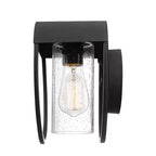 Globe Electric Neruda 1-Light 9" Metal Indoor Outdoor Wall Sconce with Seeded Glass Shade Matte Black