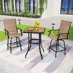 3pc Outdoor Swivel Bar Height Stools & Table - Captiva Designs: Patio Bistro Set, Rust-Resistant