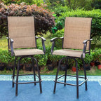 3pc Outdoor Swivel Bar Height Stools & Table - Captiva Designs: Patio Bistro Set, Rust-Resistant