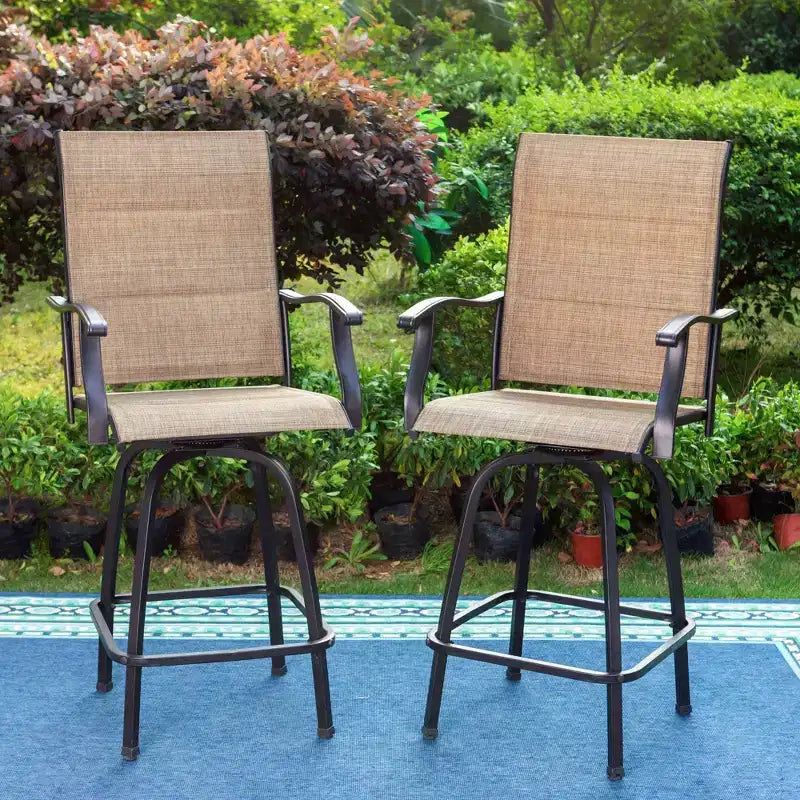 3pc Outdoor Swivel Bar Height Stools & Table - Captiva Designs: Patio Bistro Set, Rust-Resistant