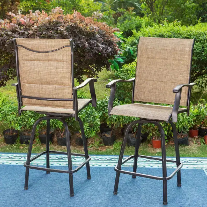 3pc Outdoor Swivel Bar Height Stools & Table - Captiva Designs: Patio Bistro Set, Rust-Resistant