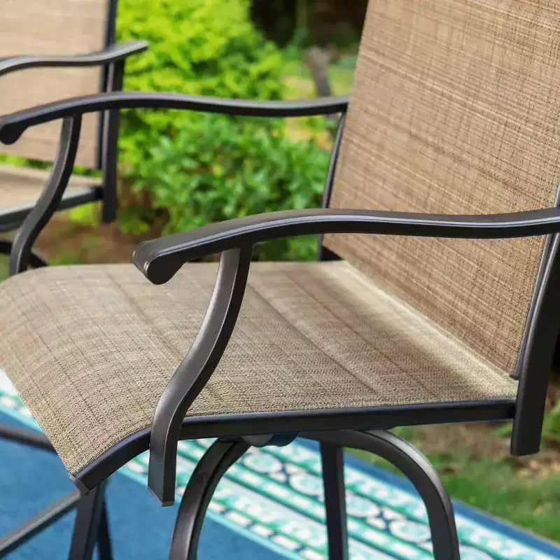 3pc Outdoor Swivel Bar Height Stools & Table - Captiva Designs: Patio Bistro Set, Rust-Resistant