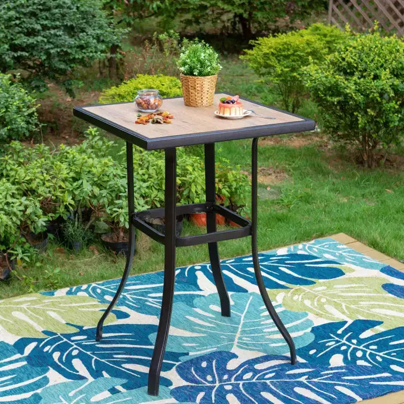 3pc Outdoor Swivel Bar Height Stools & Table - Captiva Designs: Patio Bistro Set, Rust-Resistant
