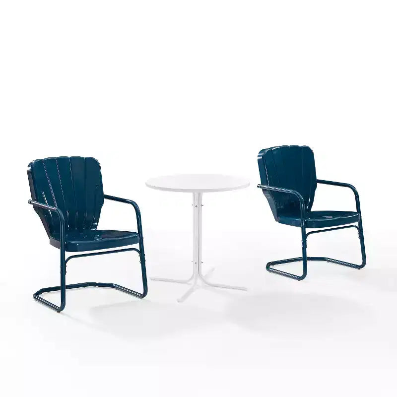 Ridgeland 3pc Outdoor Bistro Set with Table & 2 Chairs - Navy Gloss - Crosley