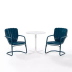 Ridgeland 3pc Outdoor Bistro Set with Table & 2 Chairs - Navy Gloss - Crosley