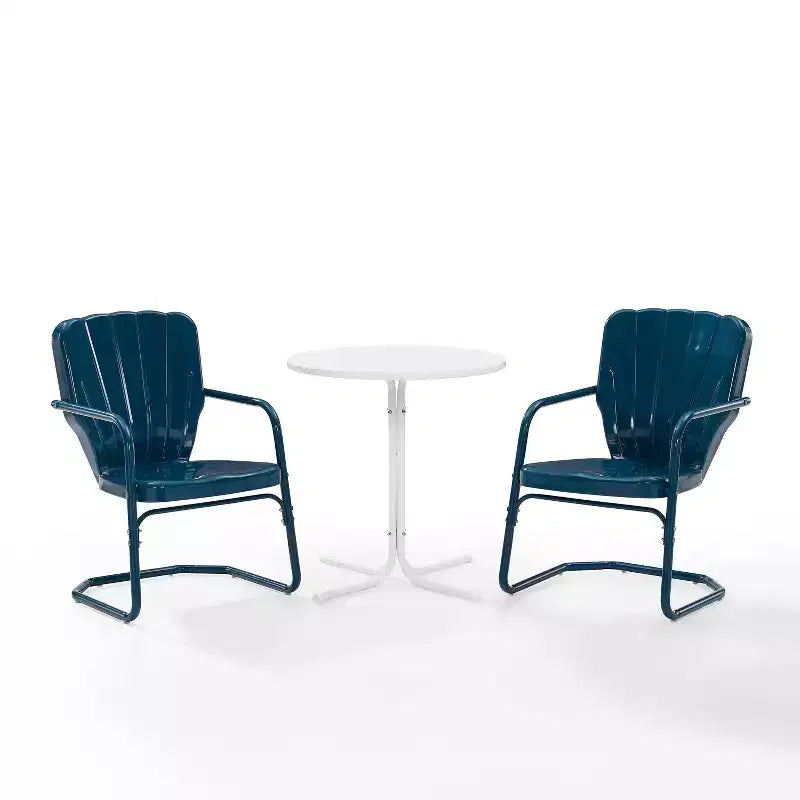 Ridgeland 3pc Outdoor Bistro Set with Table & 2 Chairs - Navy Gloss - Crosley